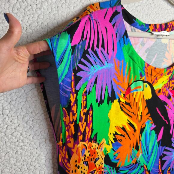 Sahara szSm Oversized Maxi dress Jungle themed Vibrant Pop colors Tropical comfy - Picture 10 of 16